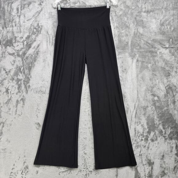 J Mode USA Pants Womens XL Black Pull On Wide Leg Flare Fold Over Waist Stretch - Picture 3 of 12